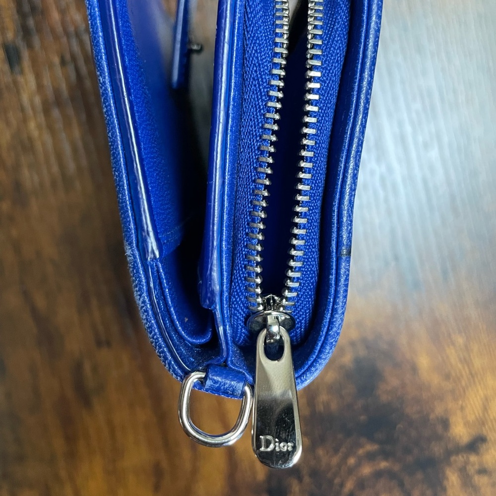 Christian Dior Quilt Lambskin Cannage Lady Dior Eden Wallet Blue - Picture 10 of 10